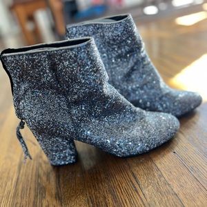 Silver sequin Steve Madden 3” ankle boots